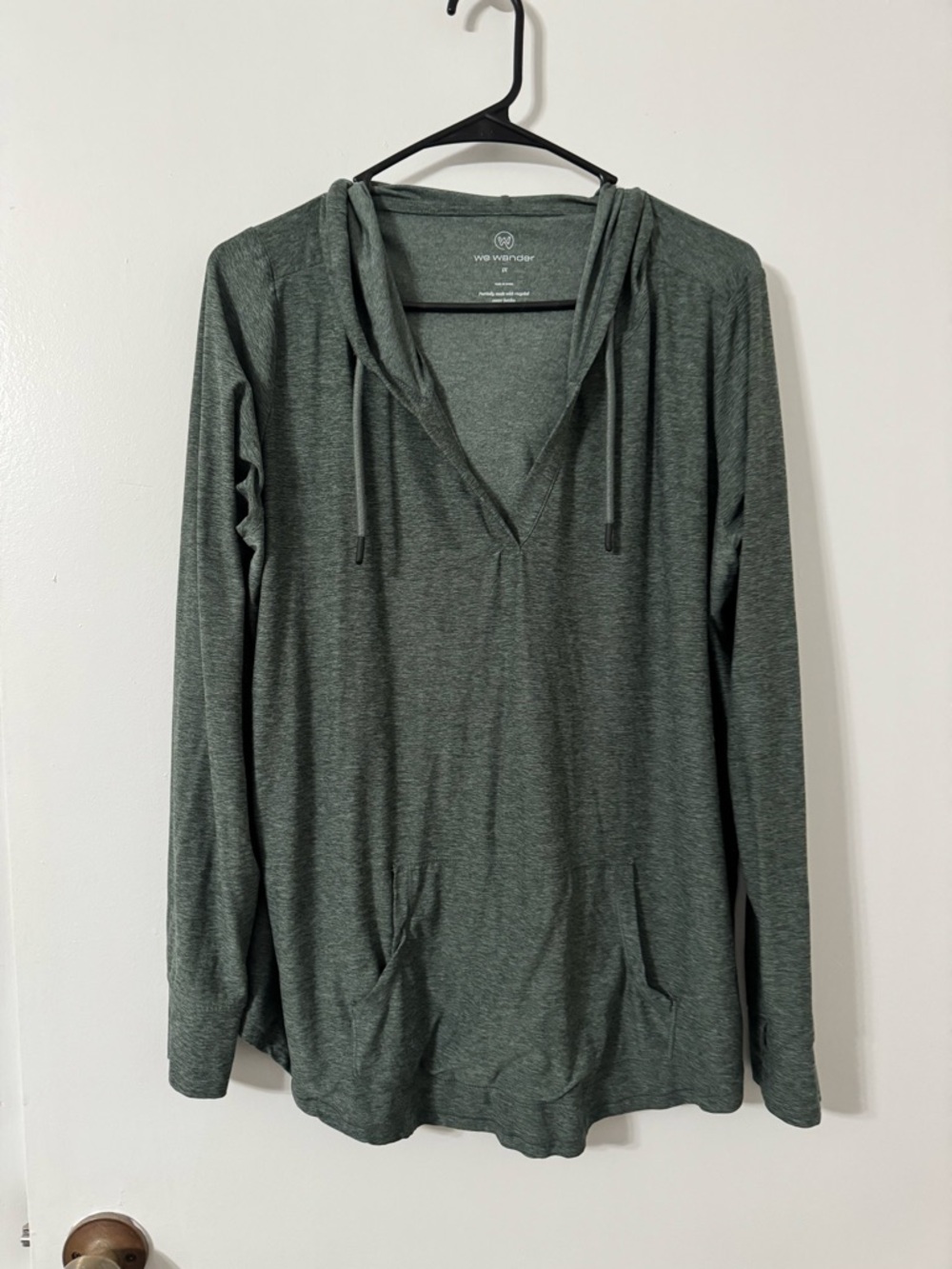Wander Olive Green V-Neck Hooded Top